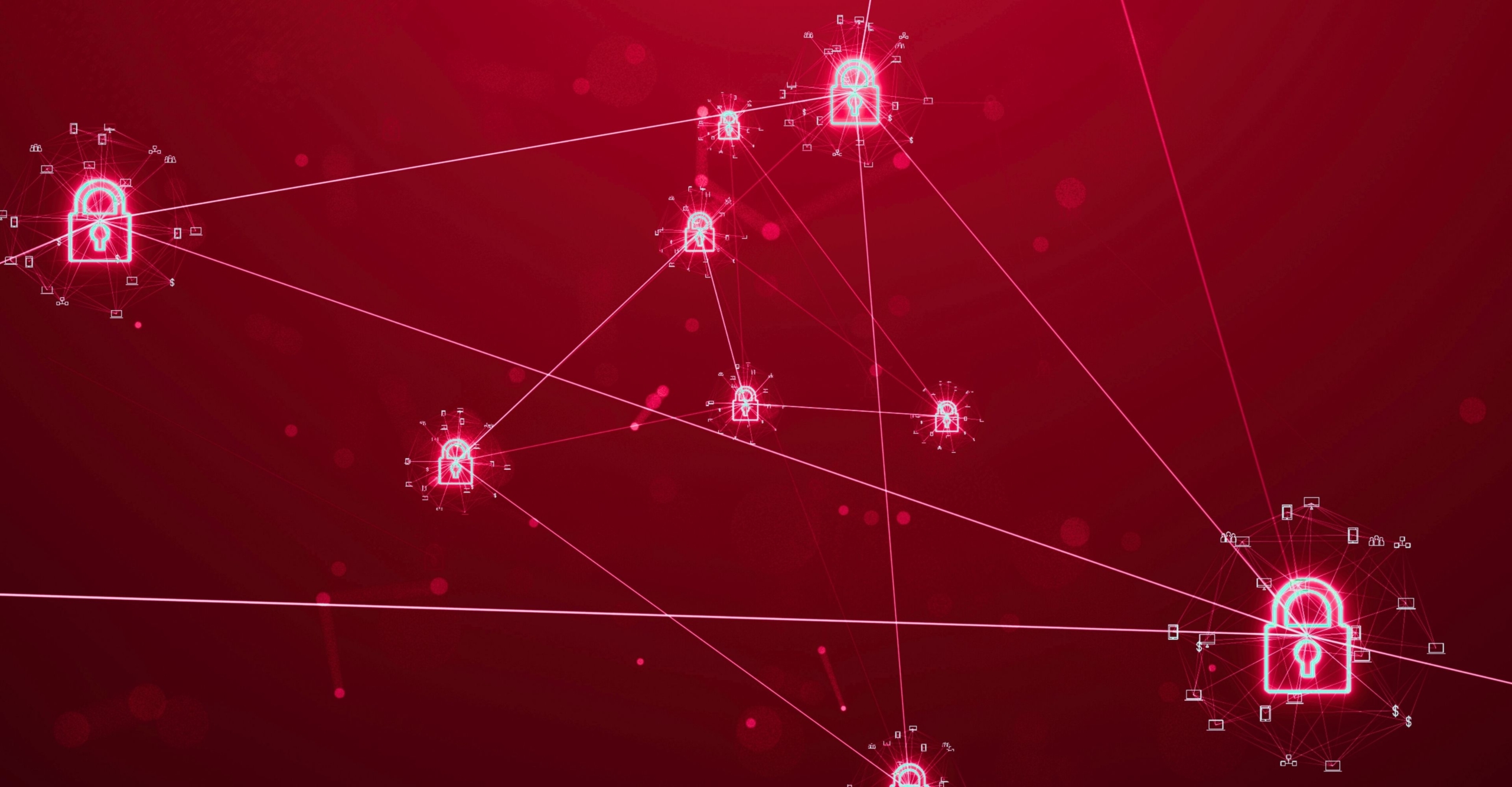 Red Gradient background with cartoon locks throughout