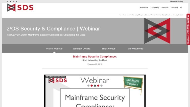 Mainframe Security Webinar page - Feb 2019