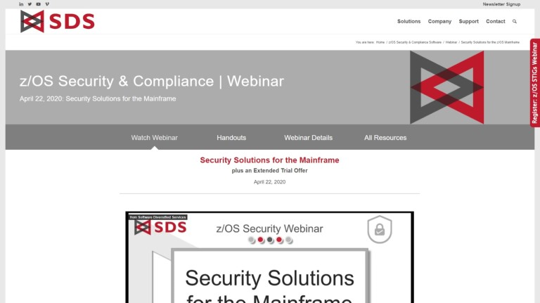 Mainframe Security Webinar page – April 2020